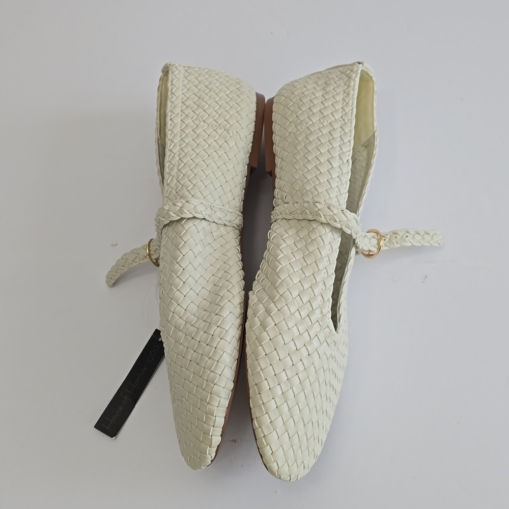 NWT House Of Harlow 1960 Bistro Off White Strap Buckle Ballet Flats Size 9.5 - Picture 8 of 13